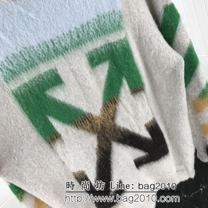 OW18SS秋冬新款毛衣 定制漸變交叉LOGO 原版馬海毛混紡面料 寬鬆版型 ydi2440